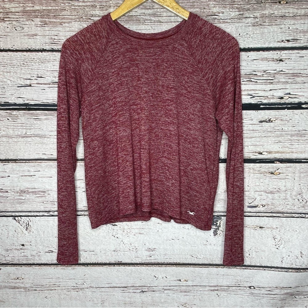 Hollister Raglan Sleeve Cropped Easy Tee Women’s Small Long‎ Sleeve Crew Neck